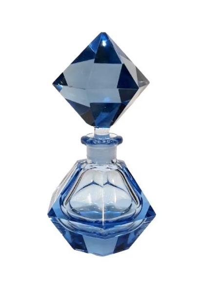 Vintage Art Deco Perfume Bottle Sapphire Blue Crystal